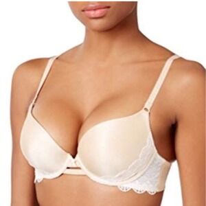 Heidi Klum Intimates Sofia Underwire Contour Bra Tan Ivory Lace 38C H220-1167B